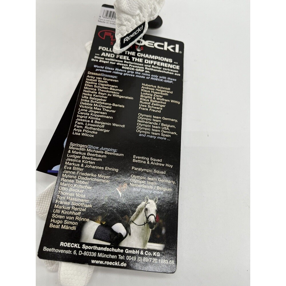 Roeckl Sports Roeck-Grip Equestrian Riding Gloves - White Size 6.5 - Picture 7 of 10